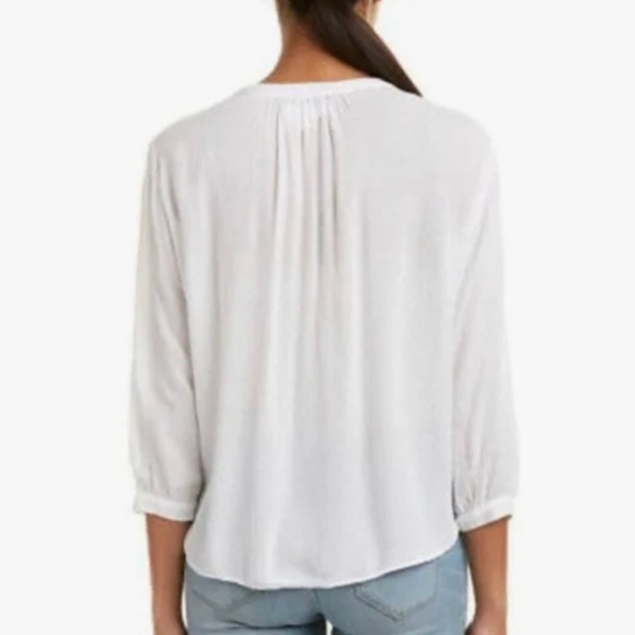 VELVET BY GRAHAM & SPENCER white lace up blouse Sz XS - Picture 2 of 11